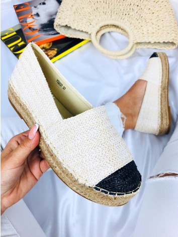 Dámske slamené béžové espadrilky