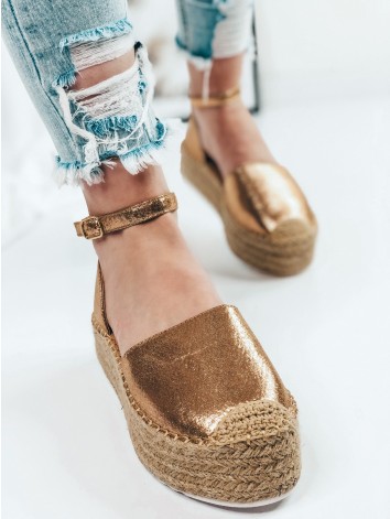 Dámske medené espadrilky na platforme